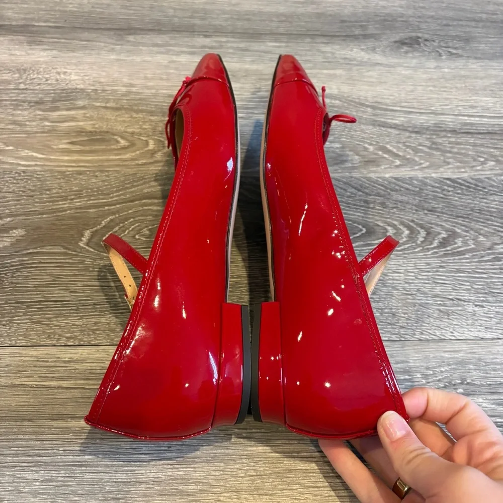 J.Crew Red Patent Leather Pointed Toe Mary Jane Ballet Flats Sz 10.5 EUC - Picture 4 of 10